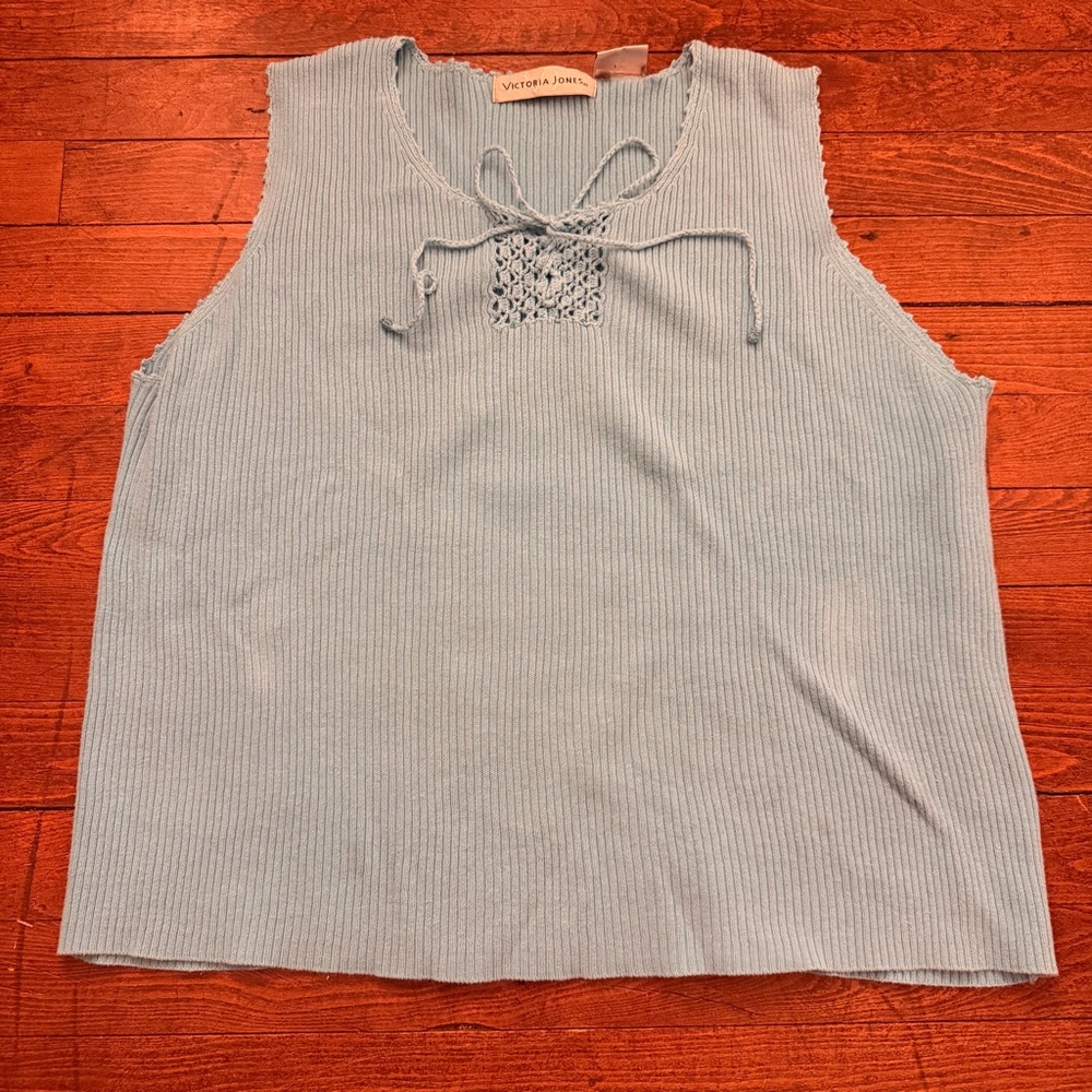 Victoria Jones Blue Knit Top with detailing